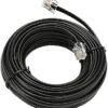 HAKUHO Telephone Line Cord Telephone Extension Cord Rj11 Male To Male Cable Or Landline, Phone, Modem Or Fax Machine (Black, 20 Meter) 2 Pin, 1 Line